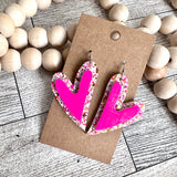 Neon Pink Glitter Stacked Hearts