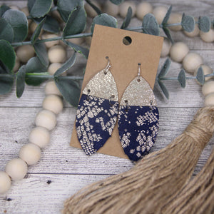 Two Piece Fringe Cut Navy and Gold