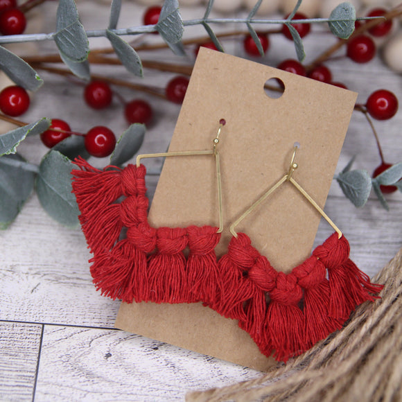 Macrame - Red on Brass Square