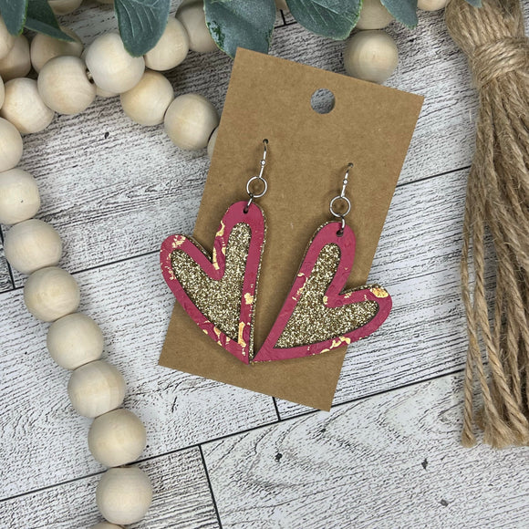 Valentine Outline Heart- Pink and Gold