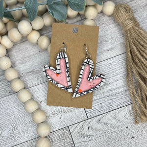 Valentine Outline Heart-  Black and White with Pink hearts