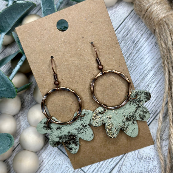 Green with Antique Gold Metallic Hoop with Petal