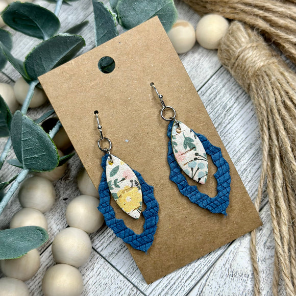 Blue with Floral Petite Layered Scallop