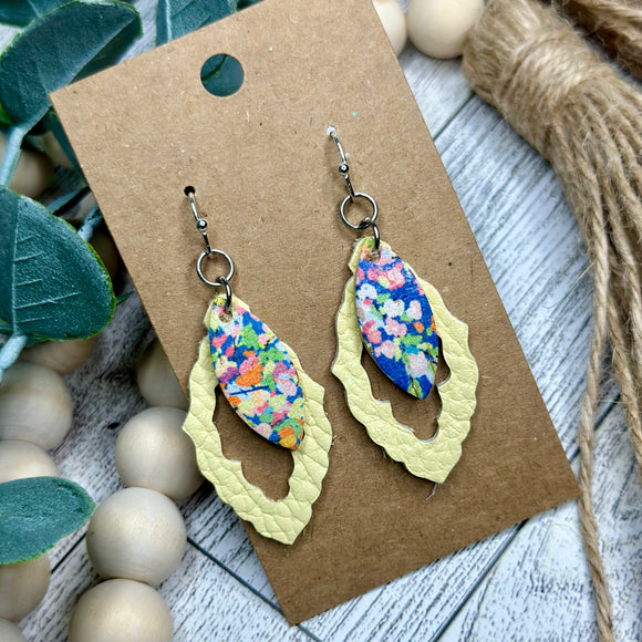 Yellow with Floral Petite Layered Scallop