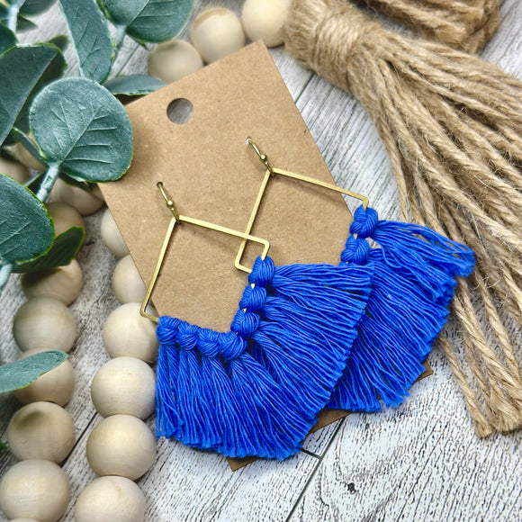 Macrame - Periwinkle Blue on Brass Square