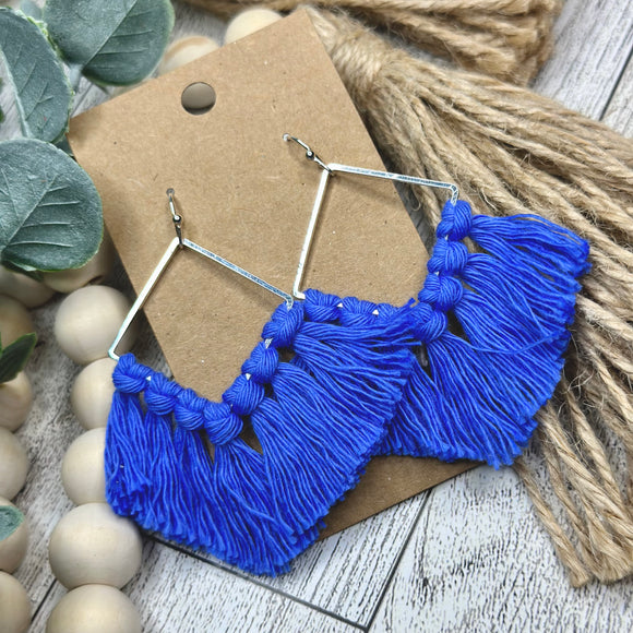Macrame - Periwinkle Blue on Silver Square