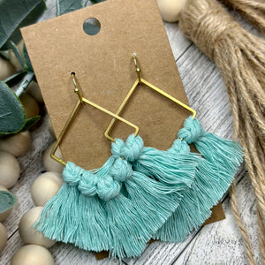 Macrame - Aqua on Brass Square