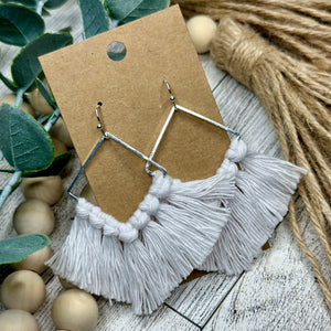 Macrame - White on Silver Square