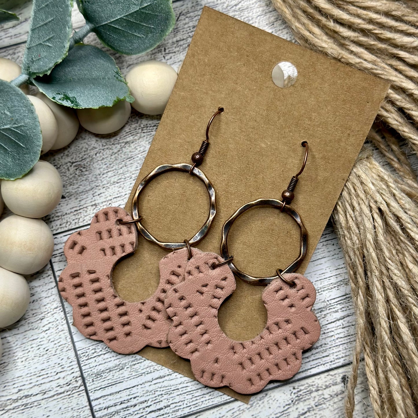 Dusty Pink Scallop Hoops