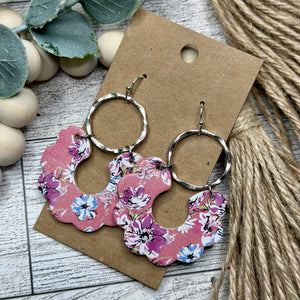 Pink Floral Scallop Hoops