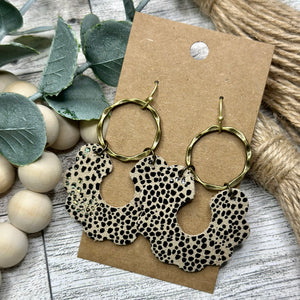 Beige and Black Tiny Spots Scallop Hoops