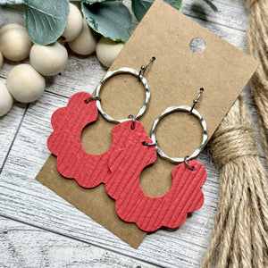 Solid Coral Scallop Hoops