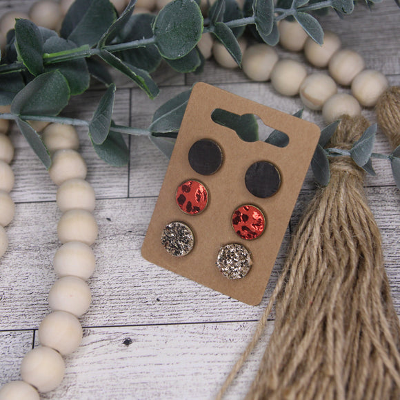 Black, Red and Gold Stud Set