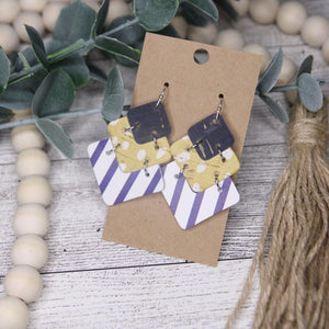 Navy Stripes and Gold Dots Chevron