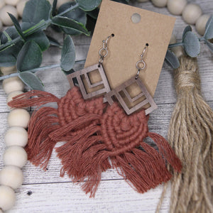 Macrame- Sunset on Wood Triangles