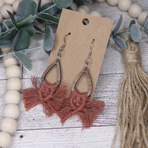 Macrame- Sunset on Wood Teardrops