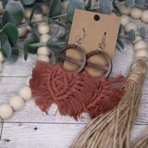 Macrame- Sunset on Wood Circles