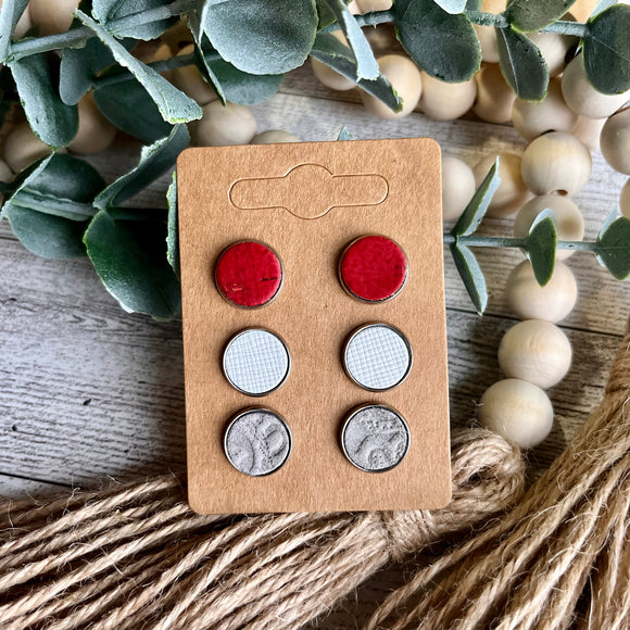 Red, White and Grey Stud Set