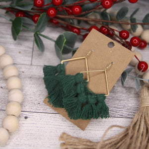 Macrame - Green on Brass Square